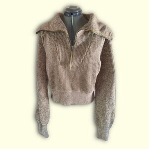 🚨SOLD🚨Varley Sweater Cotton Brown Multi Half Zip Knit Pullover XS Womens